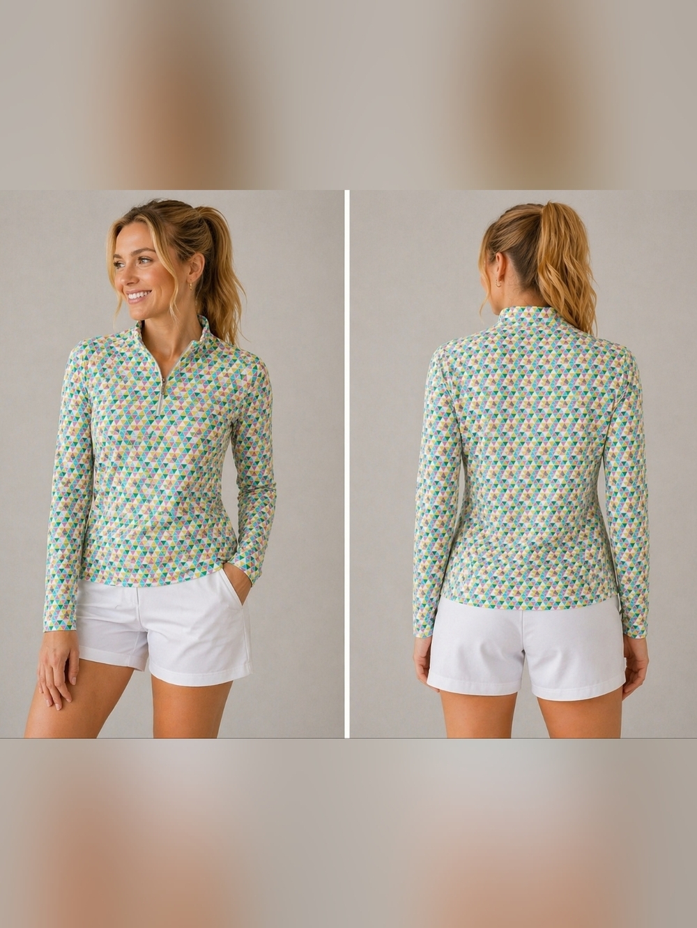 Sport Haley Green and Orange Fitted Long Sleeve